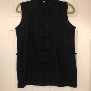 Vietnamese black raw silk sleeveless top
